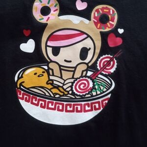 Tokidoki Donutella Black Graphic T-Shirt with Cute Ramen Design Junior Small